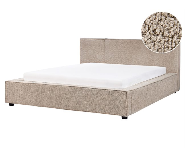 Beliani Cama com estrado Bouclé MIRANDE 189x231 Cinza