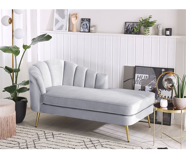 Beliani Chaise longue Veludo ALLIER Azul Marino