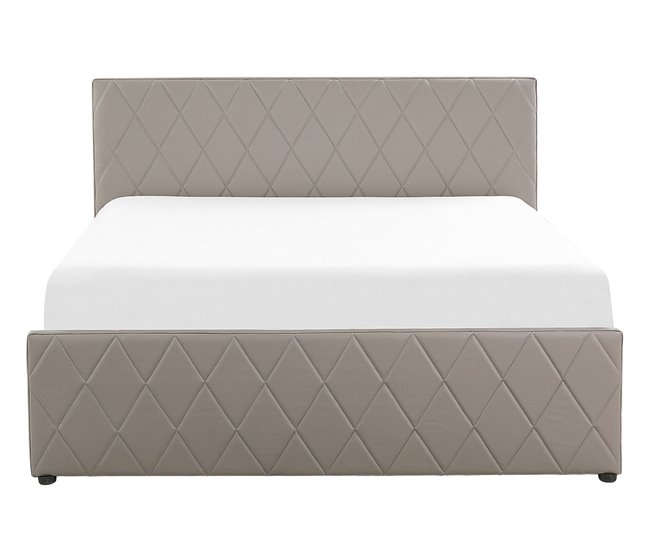 Beliani Cama com estrado Pele sintética ROCHEFORT 150x214 Cinza Escuro
