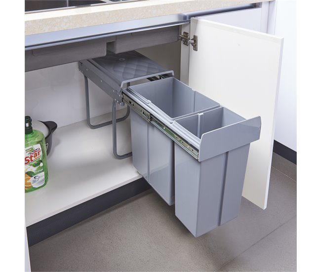 Caixote do lixo extraível Froland capacidade 1 x 20 L + 1 x 10 L Cinza