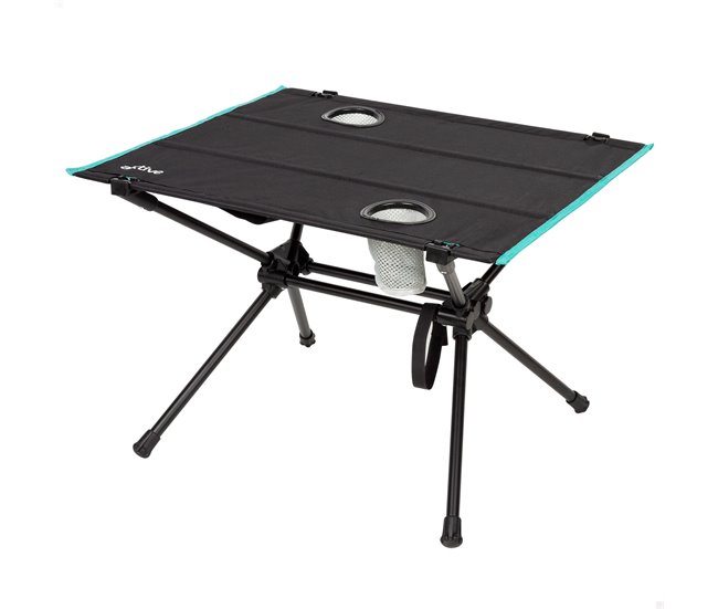 Aktive Mesa de acampamento dobrável com porta-copos Preto