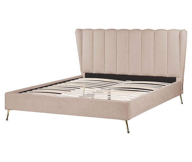 Beliani Cama Terciopelo MIRIBEL 187x218 Bege