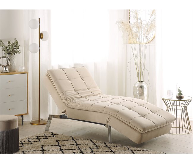 Beliani Chaise longue Terciopelo LOIRET Bege