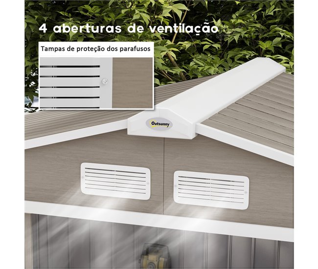 Abrigo de Jardim Aço Galvanizado e PP Outsunny Cinza