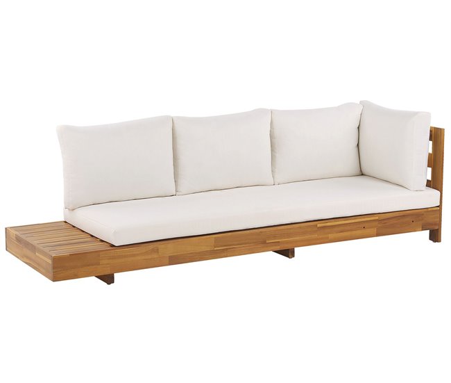 Beliani Conjunto lounge Madeira de acácia MARETTIMO Branco/ Bege