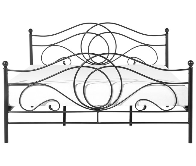 Beliani Cama com estrado Metal LYRA 182x209 Preto