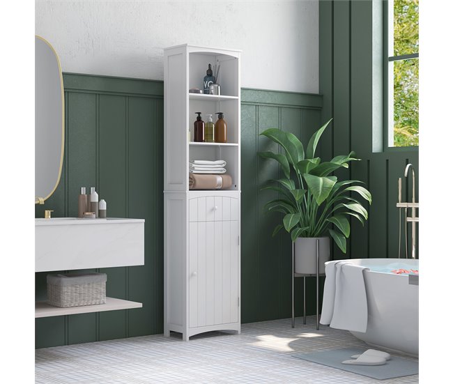 Armário Polivalente MDF HOMCOM, casa - casa de banho 34 Branco