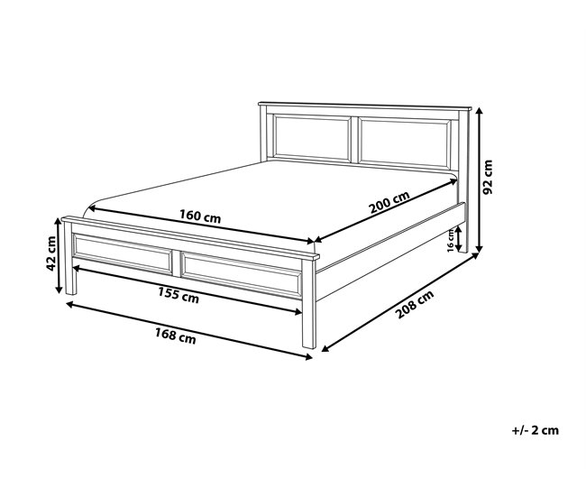 Beliani Cama com estrado Pinho OLIVET 168x208 Azul
