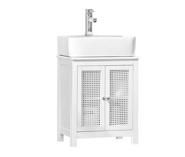 Armário de lavatório com 2 níveis e 2 portas BZR35-W SoBuy Branco