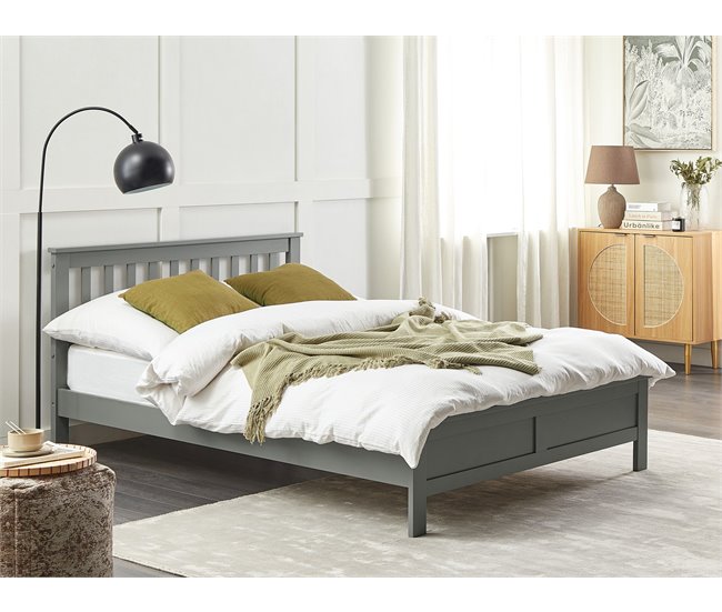 Beliani Cama com estrado Pinho MAYENNE 149x208 Castanho