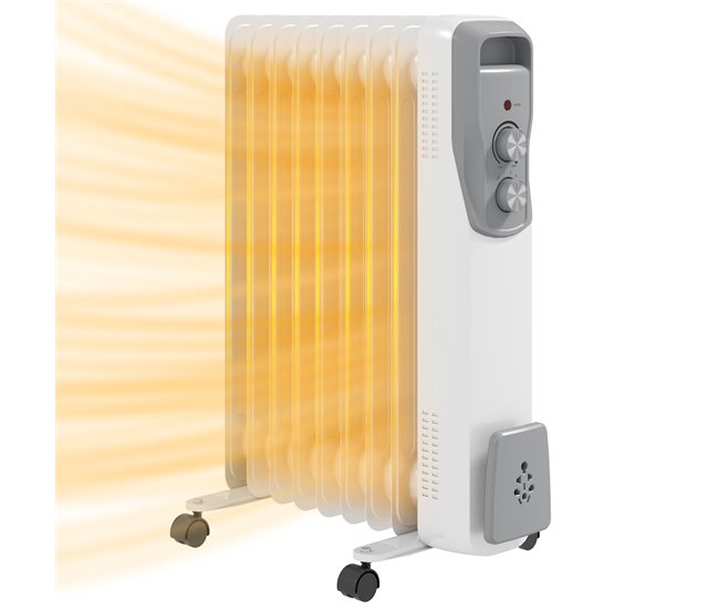 Aquecedor a Óleo Aço e Plástico HOMCOM Branco