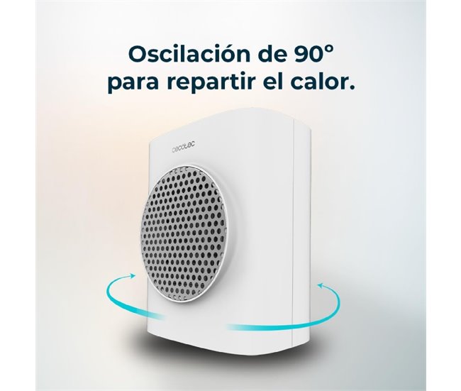 Cecotec Aquecedor cerâmico de mesa com 1500 W, função Oscilação, ecrã digital, termóstato ajustável e 3 modos de funcionamento. Branco