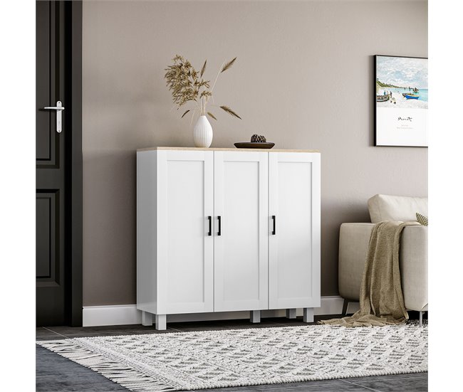 Aparador Melamina de Madeira HOMCOM 90 Branco