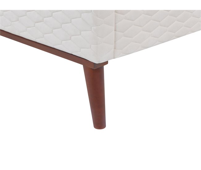 Beliani Cama com estrado Veludo BAYONNE 151x212 Branco/ Bege