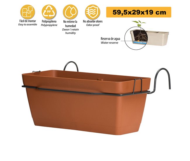 Jardineiro de 60 cm com suporte Terracota