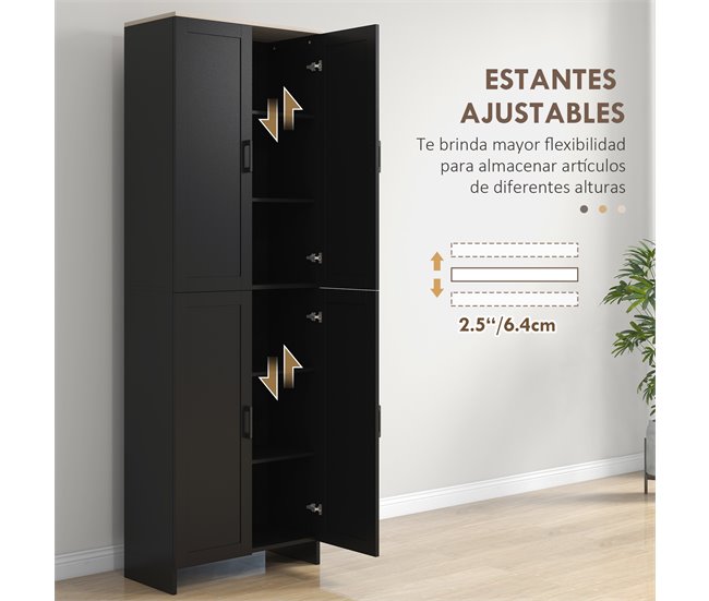 Armário de Cozinha Melamina de Madeira HOMCOM, casa - cozinha Preto