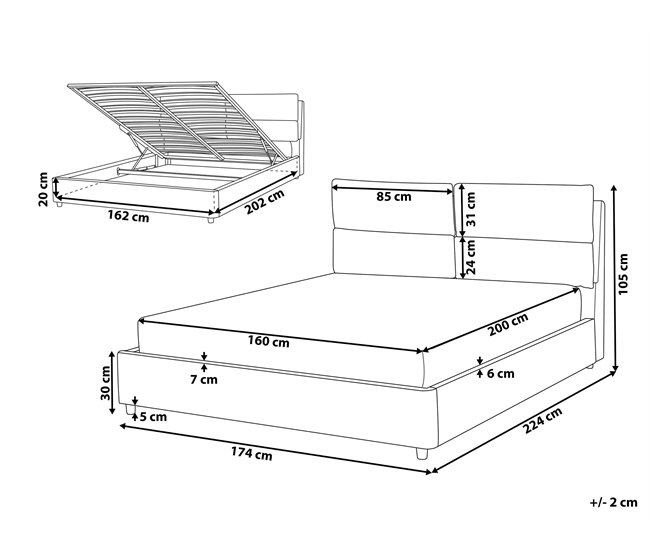 Beliani Cama com estrado Veludo BATILLY Bege