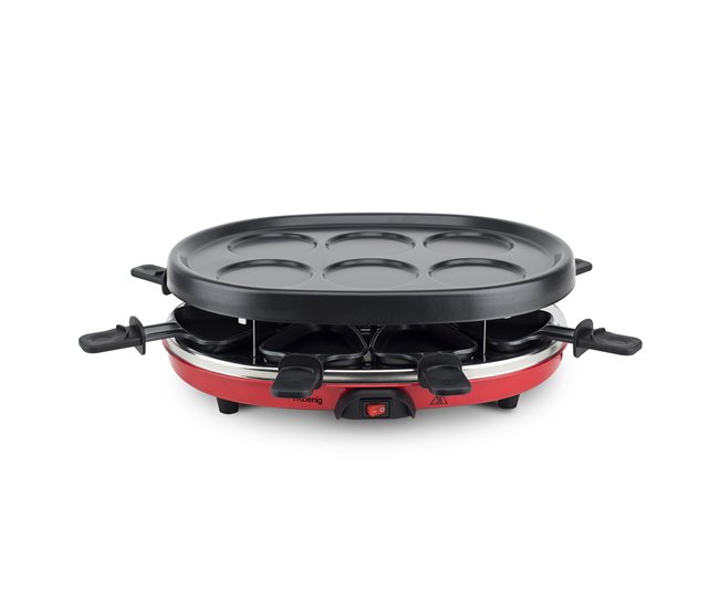Grelhador Raclette 8 pessoas 4 em 1 Rp412 H.koenig Preto/ Vermelho