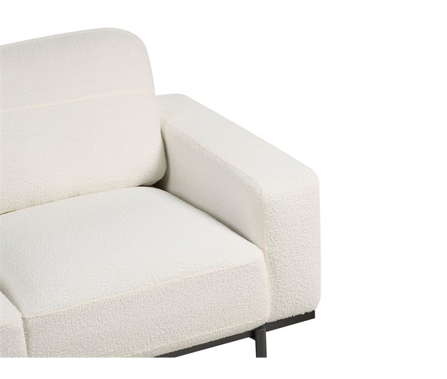 Beliani Sofá de 3 lugares Bouclé SOVIK Branco/ Bege
