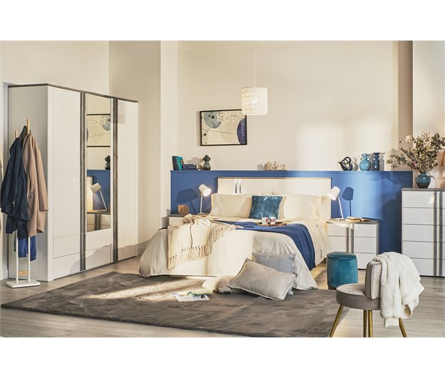 Cama BUGANVILLA 150x190cm con LED Branco/cinza