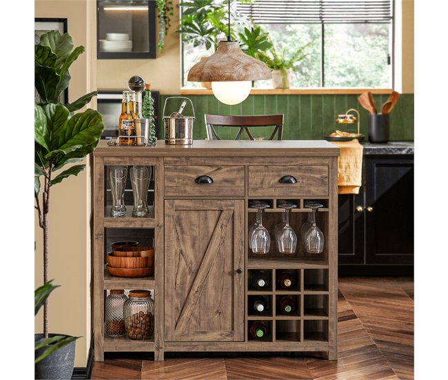 Aparador de jantar com compartimentos cúbicos SoBuy SVW20-N Natural