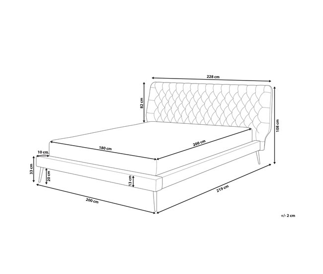 Beliani Cama com estrado Pele sintética ESSONNE 228x219 Cinza