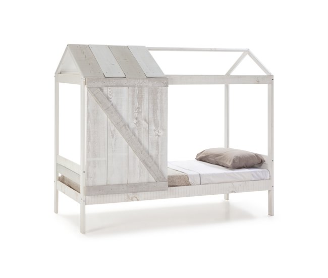 Cama tipo cabana ELIOT 90cm branco cinza claro e cinza escuro Branco/cinza