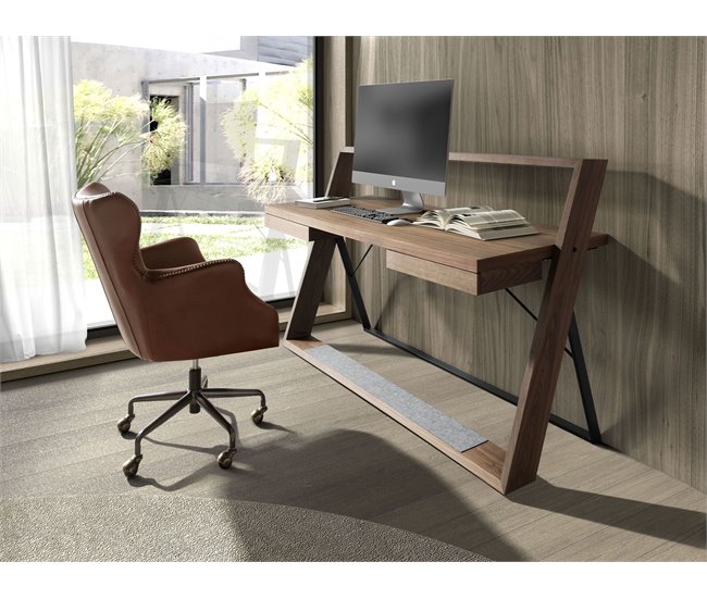 ANGEL CERDA Cadeira giratória em pele castanha escura AlumÍnio