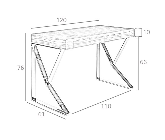 ANGEL CERDA Secretária em nogueira e aço cromado Nogal