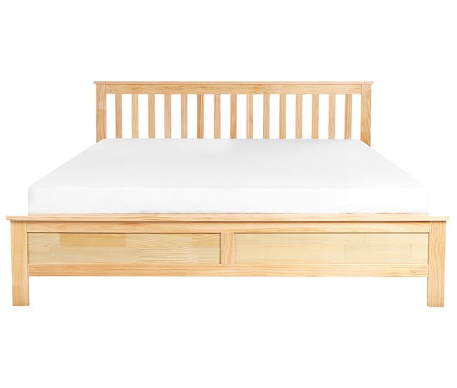Beliani Cama com estrado Pinho MAYENNE 189x208 Castanho