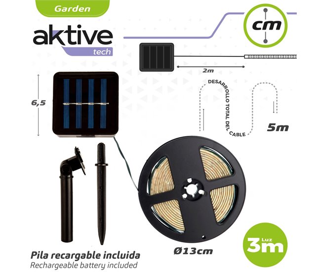 Tiras de LED solares autoadesivas Aktive Multicor