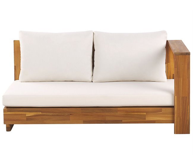 Beliani Conjunto lounge Madeira de acácia MARETTIMO Branco/ Bege