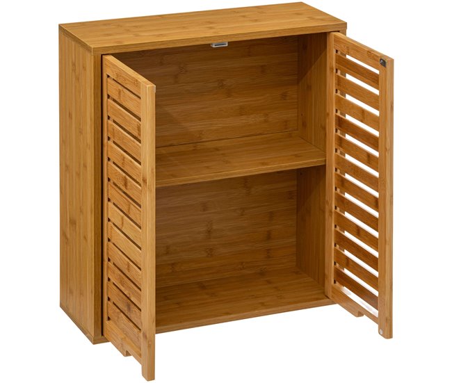 Aparador moderno de bambu Sicela com 2 portas Castanho