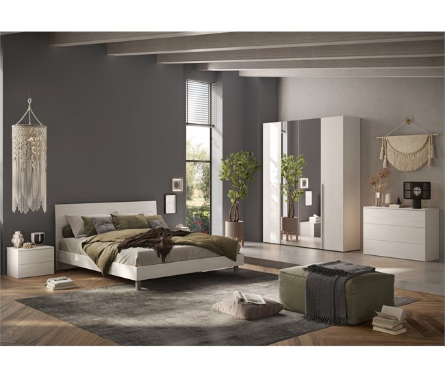 Conjunto de quarto completo NAPOLI com espelho Branco