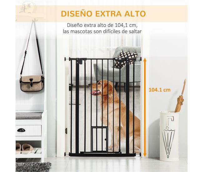 Barreira de Segurança Cães Aço e Plástico PawHut Preto
