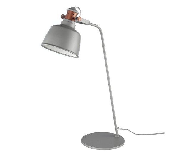 ANGEL CERDA Candeeiro de mesa em aço cinzento e pormenores em bronze Cinza