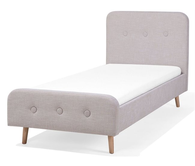 Beliani Cama com estrado Poliéster RENNES 101x220 Bege