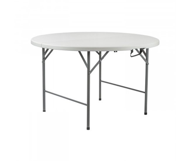 Mesa dobrável redonda efeito granito O91 121x121 Branco