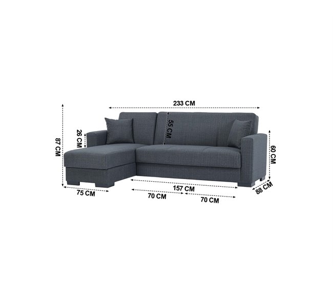 Chaise longue ANGELO com cama reversível cinza Cinza Escuro