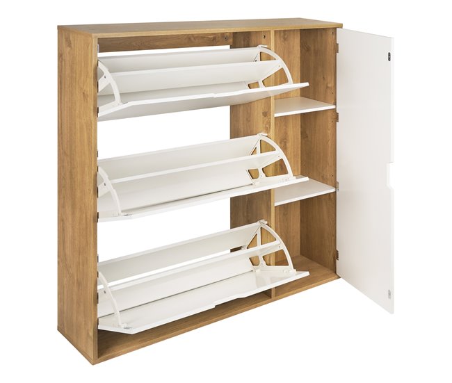 Sapateira MONTBLANC 112x105x23,5cm carvalho e cor branca Branco