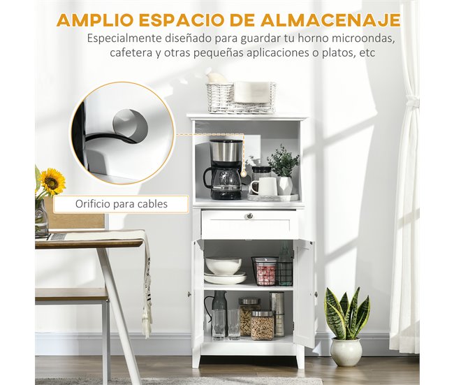 Armário para Micro-Ondas MDF HOMCOM, casa - cozinha Branco