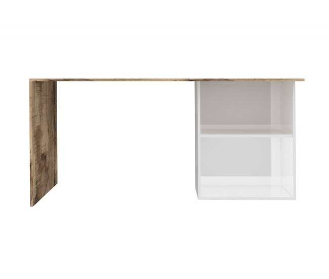 Mesa com efeito de madeira 110x50 Branco/ Madeira