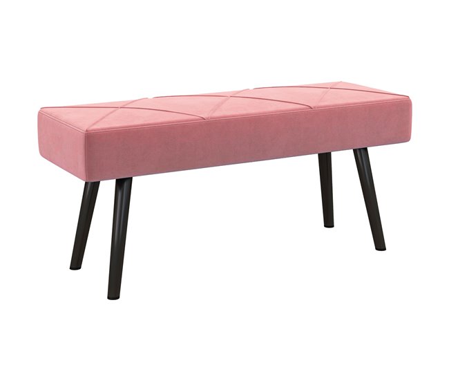 Banco de Pé de Cama Veludo (100% poliéster), esponja e aço HOMCOM Rosa
