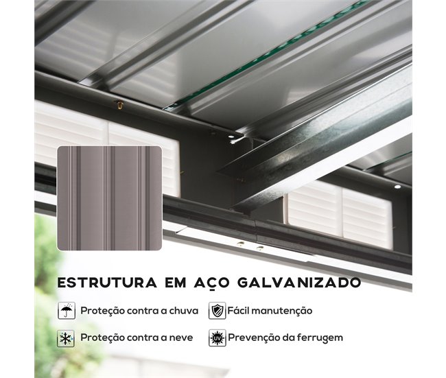 Abrigo de Jardim Aço Galvanizado e PP Outsunny Cinza