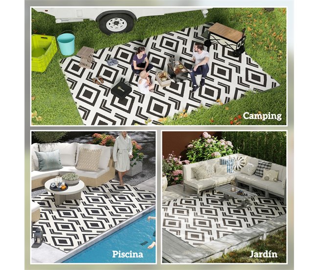 Tapete de Exterior Polipropileno Outsunny Branco