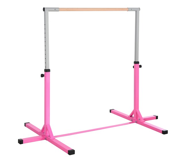 Barra de Ginástica Aço e Madeira de Faia HOMCOM Rosa