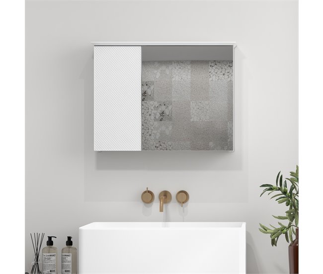 Armário Casa de Banho com Espelho MDF HOMCOM Branco