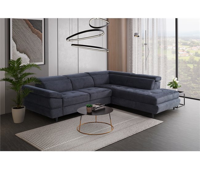 Sofá de canto OMEGA com cama cor antracite Antracite
