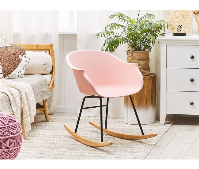 Beliani Cadeira de baloiço HARMONY Rosa