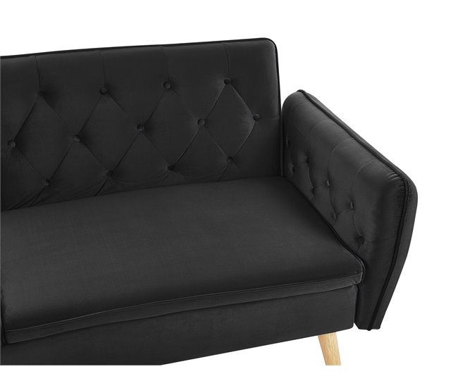 Beliani Sofá-cama Veludo BARDU Preto